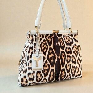 Yves Saint Laurent Leopard Calf Hair Majorelle Tote Bag